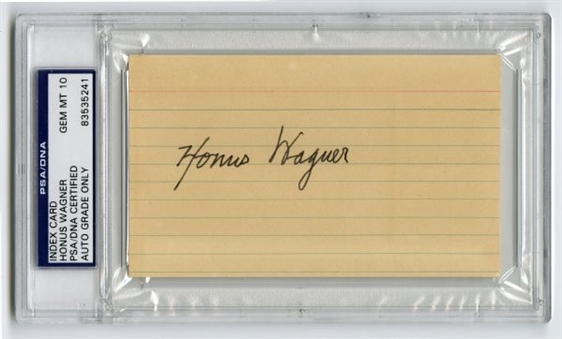 Honus Wagner Signed 3x5 Index Card (PSA/DNA GEM MINT 10)